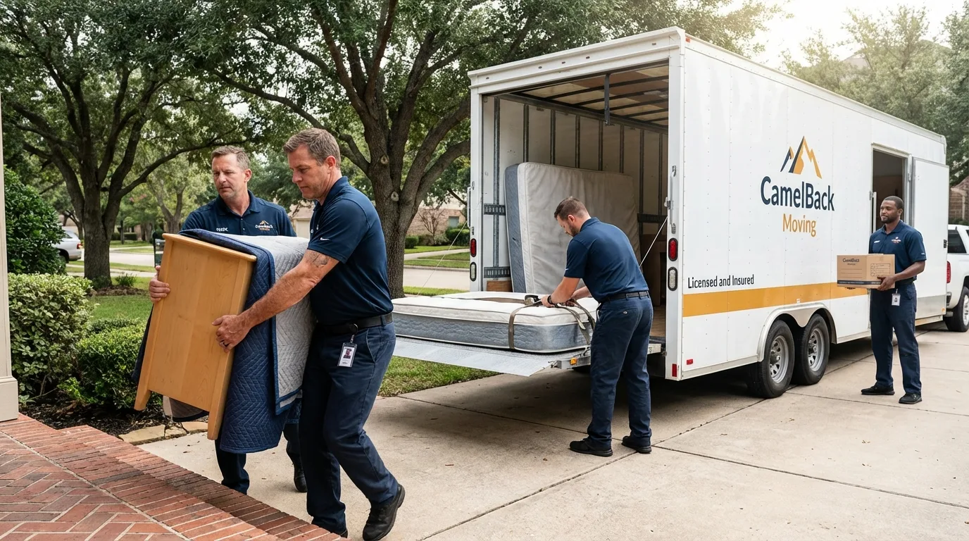 Crew loading residential truck for cross-state move from Mayfield, KY